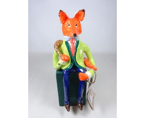 Hand made and hand glazed ceramic model of 'Raynard The Fox' limited edition, H33cm including stand    Condition Report   Cli