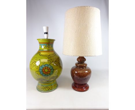 Italian pottery lamp base, H42cm and a West German table lamp (2) (This item is PAT tested - 5 day warranty from date of sale