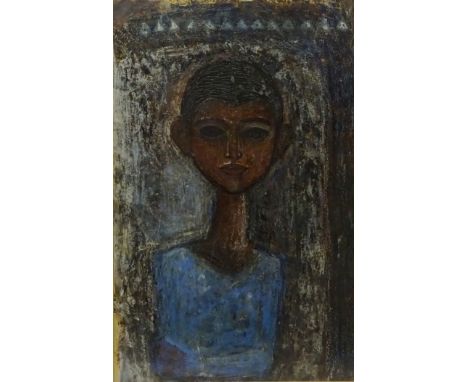 Portrait of a Young Girl, 20th century oil pastel on paper unsigned 50cm x 32cm   Condition Report   Click here for further i