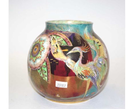 Carltonware "Sketching Bird"rouge royale vase height 14.5cm approx