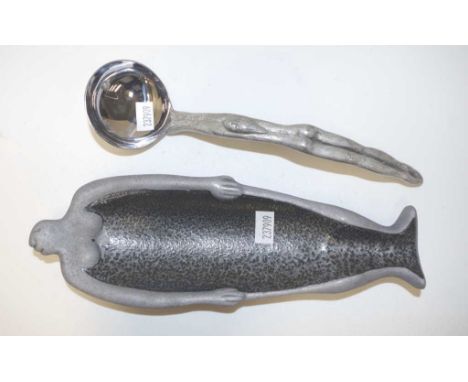 Carrol Boyes South African spoon rest &amp; ladle both in a figural form