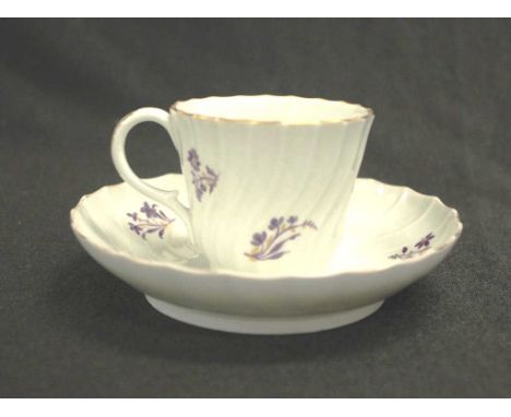 Antique 18th C Worcester teacup &amp; saucer marked to bases with an incised 'B,' Flight, Barr and Barr teacup &amp; saucer, 