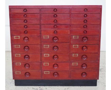 Vintage multi drawer collector's cabinet 114.5cm wide, 30.5cm deep, 106.5cm high