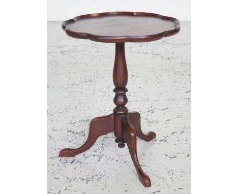 Cedar pedestal wine / lamp table with pie crust edge top, 39.5cm diameter, 50cm high