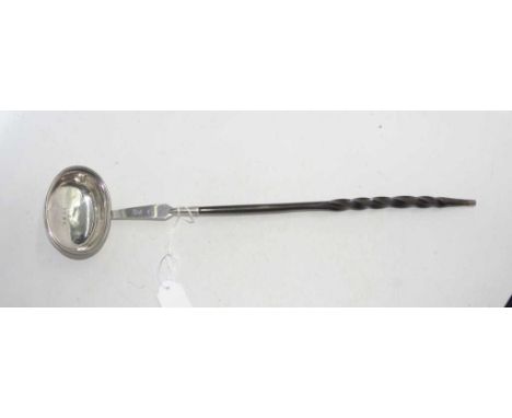 George III sterling silver toddy ladle with whale bone handle, hallmarked London 1799 (Thomas Streetin), 37cm long approx