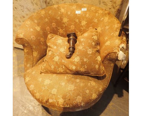 Vintage upholstered tub chair, A/F
