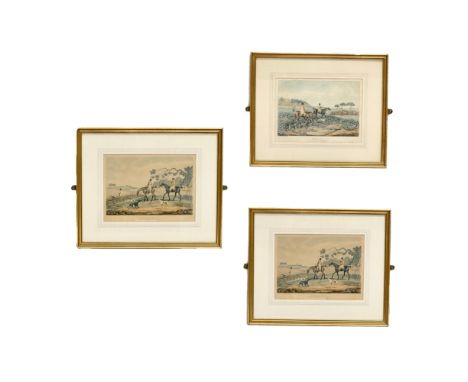 Henry Alken (1785-1851) A set of 3 Early 19th Century coloured hunting etchings. Going Out, The Death, Finding. London 1841, 