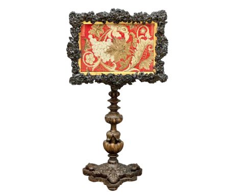 An excellent quality Victorian carved tilt top firescreen table. 34x97cm down. 34x90cm up (1)