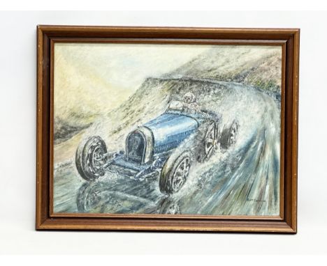 Edward McCormick. Oil on board. Vintage Bugatti. 59x45cm. Frame 67.5x53cm.