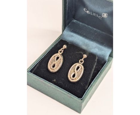 A pair of silver Celtic earrings. 4.2g