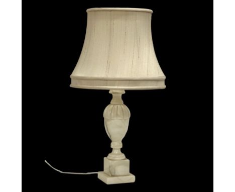 A large Mid 20th Century marble table lamp. Base 42cm. 67cm with shade.