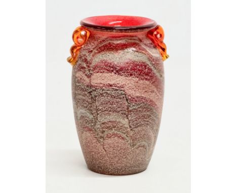 A Late 20th Century Spanish art glass textured vase by Lafiore Glass. 9x14cm.