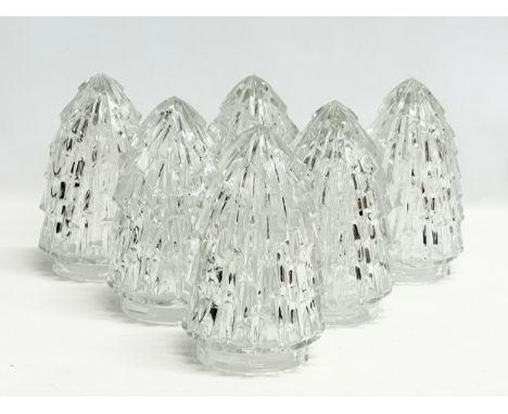 A set of 6 Art Deco textured glass lamp shades. 11x18cm