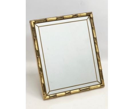 A vintage gilt bamboo style wall mirror/dressing mirror. 37x43cm.