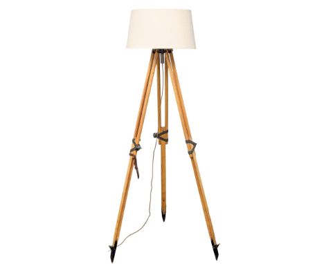 A large Early 20th Century telescopic tripod standard lamp. 177cm