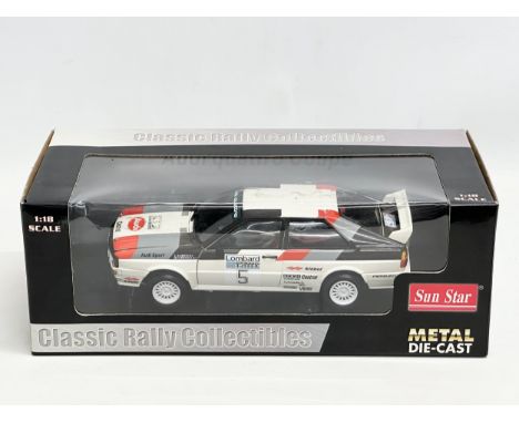 A Sun Star Classic Rally Collectibles Metal Die-Cast Audi Quattro Coupe. 1981 Lombard RAC Rally. With box. 36cm