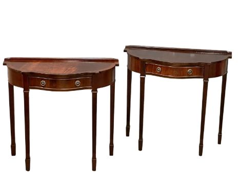 A pair of Regency style mahogany console side tables. 82x36.5x75.5cm (2)
