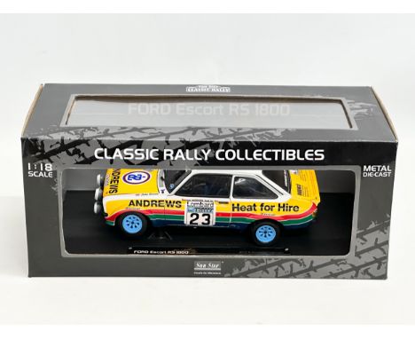 A Sun Star Classic Rally Collectibles Metal Die-Cast Ford Escort RS 1800. 3rd RAC Rally 1977. With box. 36cm