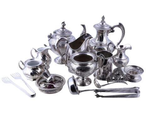  A small collection of silver and various plated items,   including: a silver christening eggcup, napkin ring and spoon set b