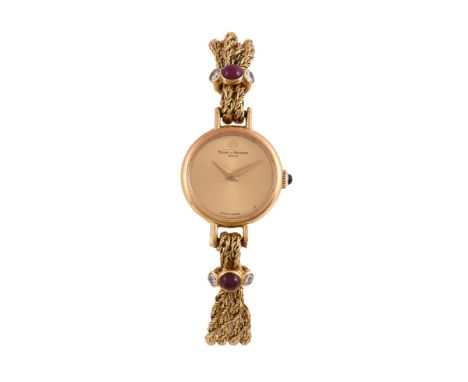  Baume  &  Mercier, ref. 36672, a lady's 18 carat gold, diamond and cabochon ruby bracelet wristwatch,   no. 1029729, manual 