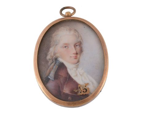 Ω English Provincial School, late 18th century Portrait of Colonel John MacMahon Watercolour on ivory Inscribed verso Colonel