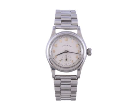  Rolex, Oyster, ref. 2784, a boy's size stainless steel bracelet wristwatch,   no. 137228, circa 1940, Swiss manual wind move