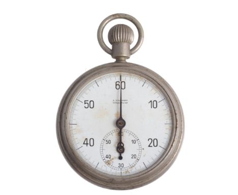  A. Schuchmann, Wilhemshaven, a German World War II keyless wind open face torpedo timer stop watch,   circa 1940, half plate
