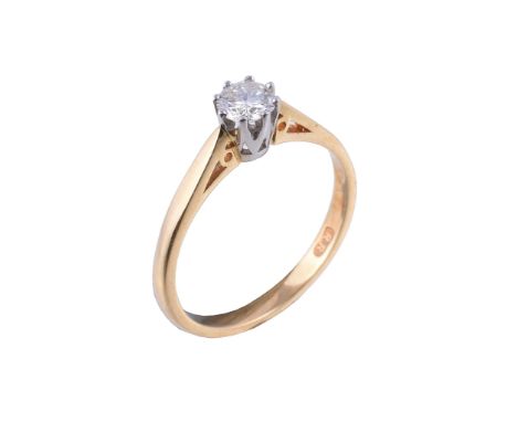  An 18 carat gold diamond ring,   the brilliant cut diamond, estimated to weigh 0.35 carats, in a claw setting, stamped 18 wi