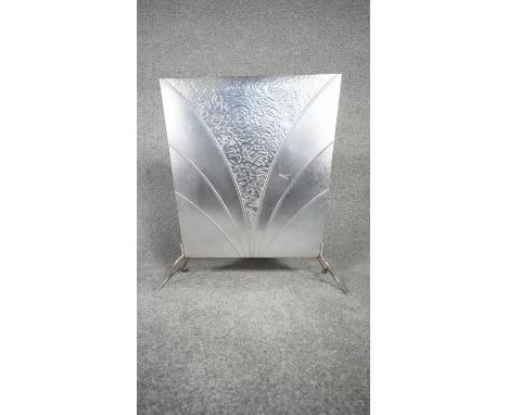 An Art Deco stainless steel fire screen. H.55 