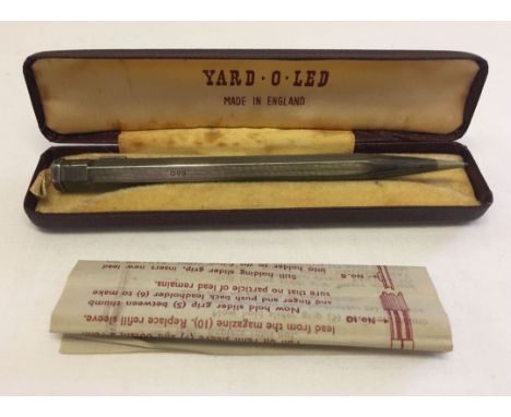 A boxed silver 'Yard-O-Led' propelling pencil, with original instructions, hallmarked London 1962.