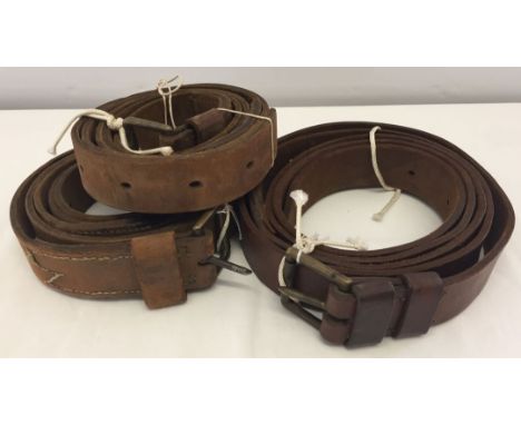 3 long leather trunk belts/straps.