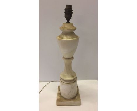 A white alabaster lamp base approx 46cm high.
