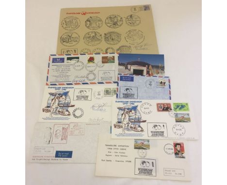 A collection of first day covers and ephemera relating to the Transglobe Expedition 1979-1982. 2 pieces are signed by Ranulph