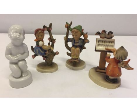 4 ceramic figurines - 3 hummel figures and one danish.