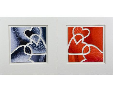 AFTER NANCY WOOD (BRITISH B.1961), Red cut out hearts, a limited edition print in card mount, No.75/295, signed and numbered 