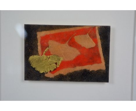 HEATHER CALNAN OF AUSTRALIA ENAMEL ON COPPER PLAQUE, titled 'Ginko' verso, framed and glazed, together with a Margaret Beal f