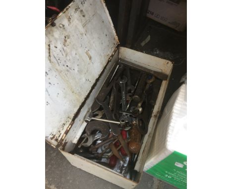 A METAL BOX OF TOOLS