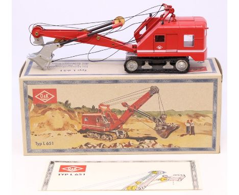 NZG: A boxed NZG, 1:50 Scale, Tracked Drag Line Crane, L651, O&amp;K, red livery, in original box, vehicle appears good, with