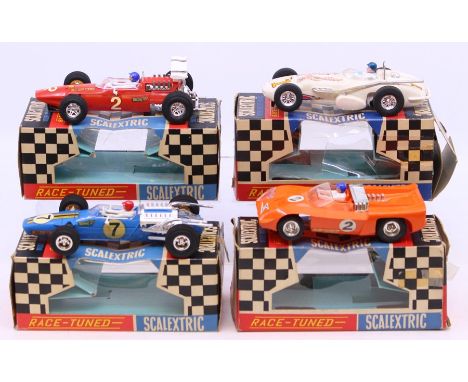 Scalextric: A collection of four boxed Scalextric Race-Tuned vehicles to comprise: Super Electra, C11, Orange #2; Matra GP, C