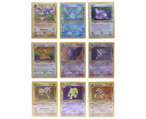 Pokemon: A Pokemon Fossil Set, comprising 62 cards, 60/62 in the set, plus an additional Articuno (2/62) and Haunter (6/62), 