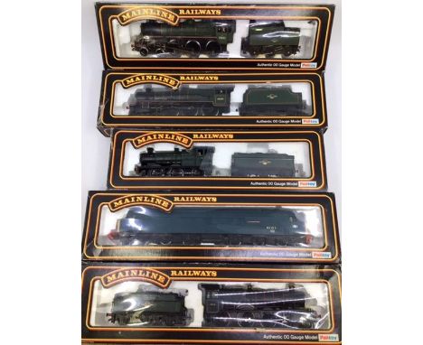 Railway: four Mainline 00 gauge locomotives to include 4-6-0 Orion loco with tender (front wheels loose), 4-6-0 class 4 loco 