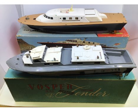 Victory: A boxed Victory Industries, Surrey, battery operated, 1:64 Scale, Vosper Triple Screw Express Turbine Yacht, black, 