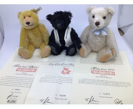 Steiff: A collection of three unboxed Steiff Limited Edition bears, all with certificates, to comprise: Teddy Bear Dicky 1935