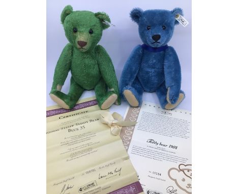 Steiff: A Steiff Limited Edition Steiff 1908 Blue Teddy Bear, No. 8981, with certificate, 420047; together with a Limited Edi