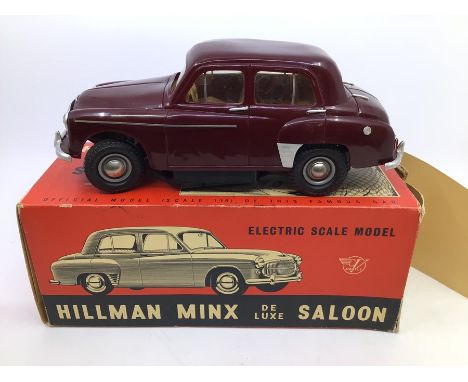 Victory: A boxed Victory Industries, Surrey, battery operated, 1:18 Scale, Hillman Minx, maroon body with beige interior, veh