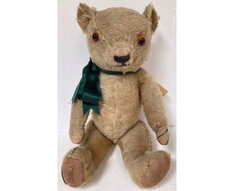 Chad Valley; A fully jointed Chad Valley Teddy bear. He is a 1930’s Chad Valley Bear called ‘Blitzy’, the name given to him d