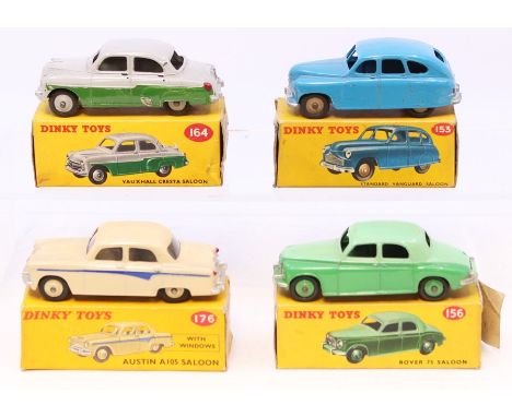 Dinky: A collection of four boxed Dinky Toys vehicles to comprise: Vauxhall Cresta Saloon, 164, grey and green two-tone body,