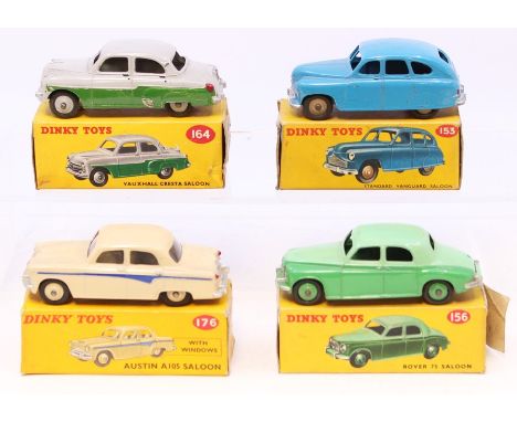 Dinky: A collection of four boxed Dinky Toys vehicles to comprise: Vauxhall Cresta Saloon, 164, grey and green two-tone body,