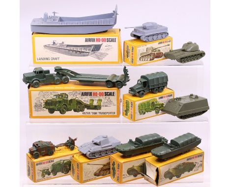 Airfix: A collection of eight boxed Airfix HO-OO Scale plastic vehicles to comprise: German Tiger Tank, 6x6 Truck, D.U.K.W. (