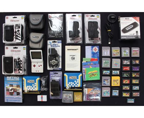 Video Games: A collection of assorted unboxed Gameboy games to include: Pokemon Yellow; a Gameboy Advance SP console and soft